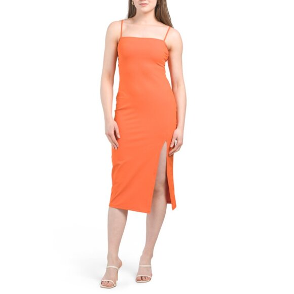 SUSANA MONACO mandarin String Slit Midi Dress